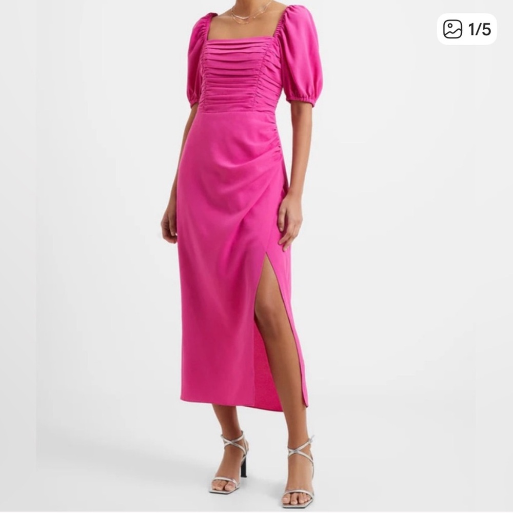 French Connection Fuchsia Ruched Dress - Picture 1 of 6